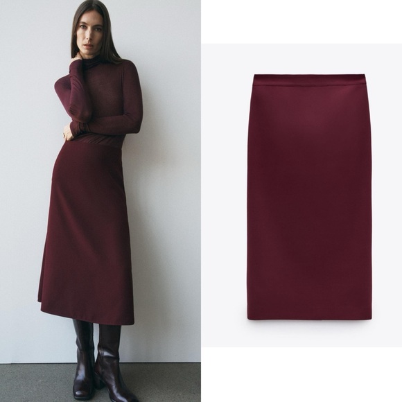 NEW ZARA MIDI PENCIL SKIRT - Picture 1 of 6
